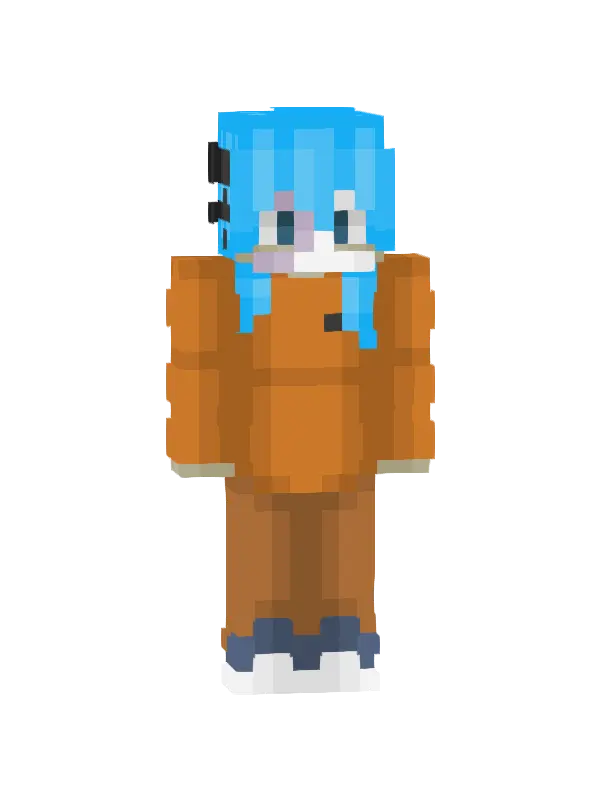 skin Pomarańczowy Mistrz z Niebieską Fryzurą