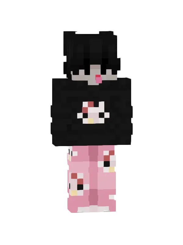 skin Panda w różowych piżamach