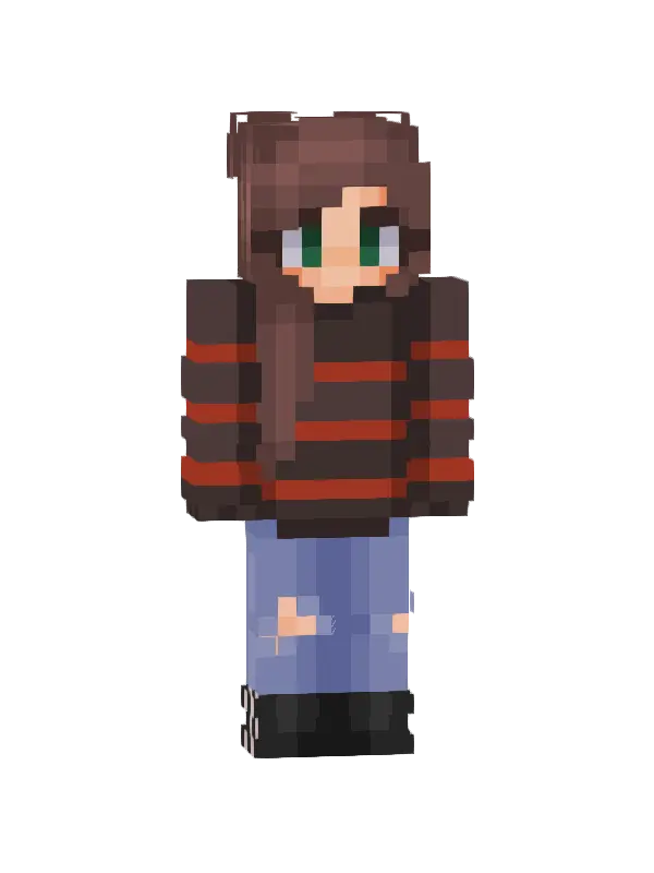 skin Czerwono-czarna dziewczyna w dżinsach